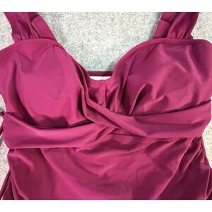 NWT B2PRITY Women's Plus Size Tummy Control Ruched Tankini Swim Top Berry XL